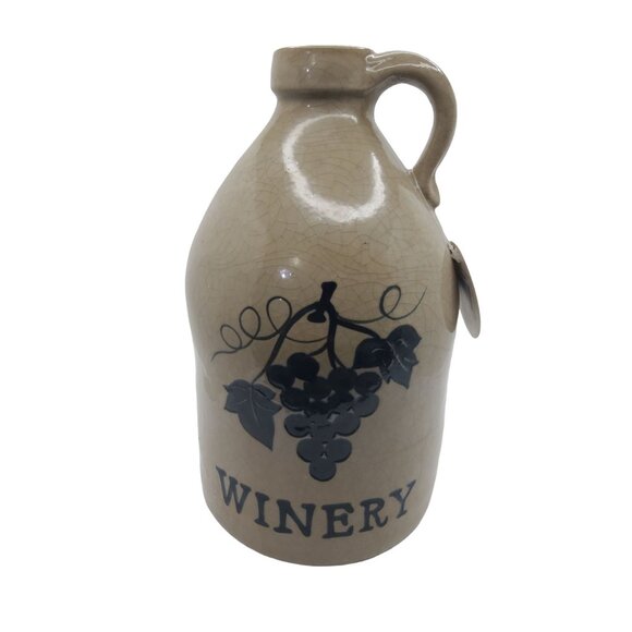 vintage island imports pottery ceramic glazed jug grape vine and winery. - Picture 7 of 10